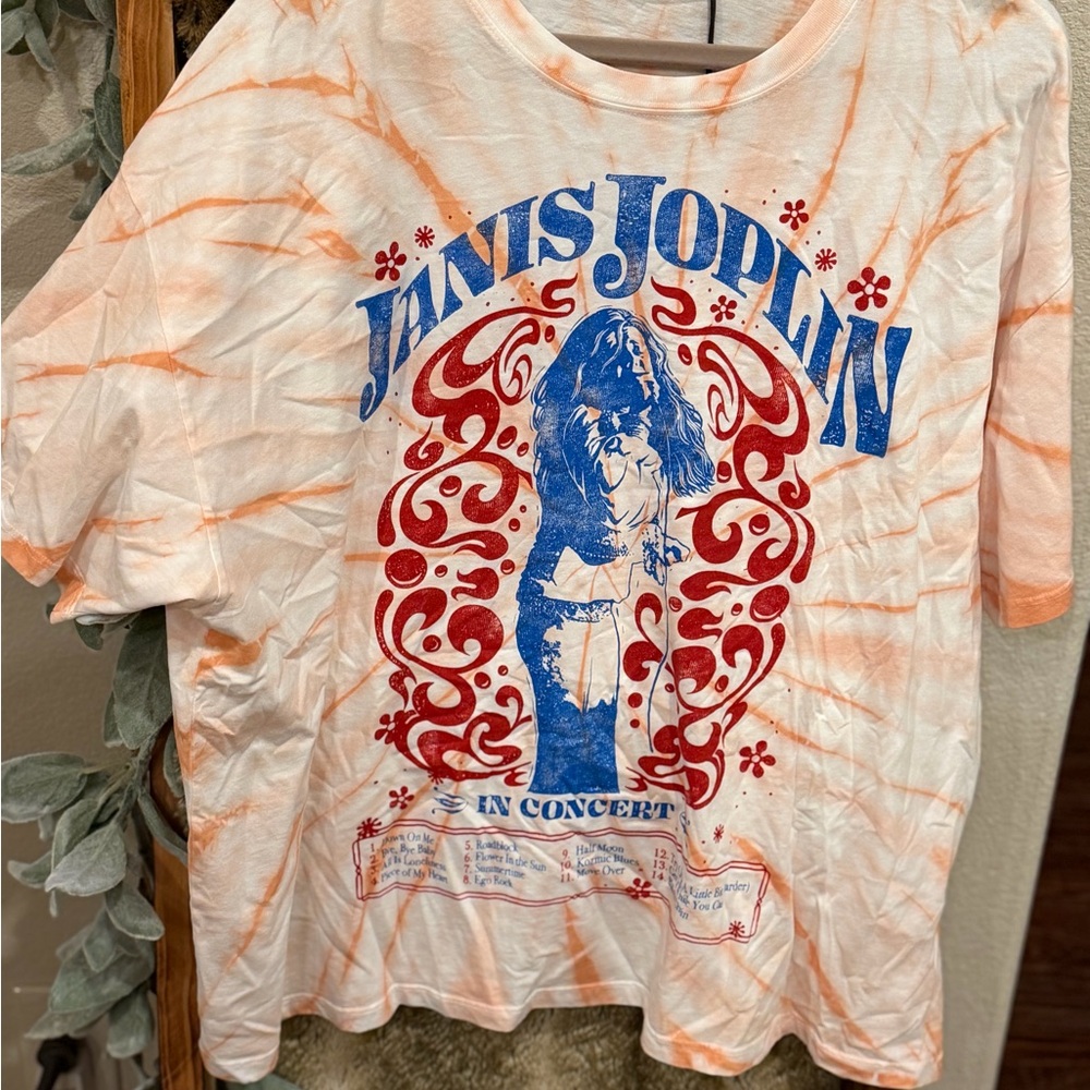 Daydreamer Janis Joplin Tie-Dye Concert Tee - Orange & Blue
